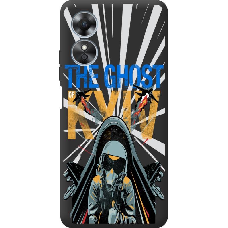 Черный чехол BoxFace OPPO A17 Привид Києва в дії