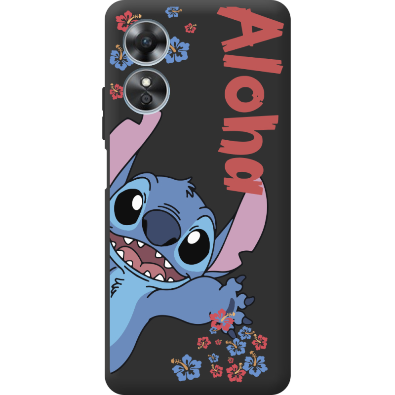 Черный чехол BoxFace OPPO A17 Гавайський гість Stich