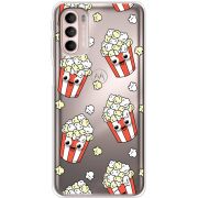 Прозрачный чехол BoxFace Motorola G41 с 3D-глазками Popcorn