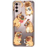 Прозрачный чехол BoxFace Motorola G41 с 3D-глазками Pug