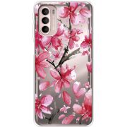 Прозрачный чехол BoxFace Motorola G41 Pink Magnolia