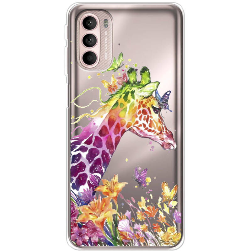 Прозрачный чехол BoxFace Motorola G41 Colorful Giraffe