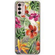 Прозрачный чехол BoxFace Motorola G41 Tropical Flowers