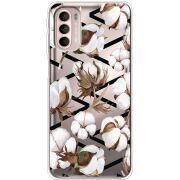 Прозрачный чехол BoxFace Motorola G41 Cotton flowers