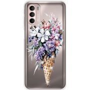 Чехол со стразами Motorola G41 Ice Cream Flowers