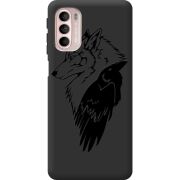 Черный чехол BoxFace Motorola G41 Wolf and Raven