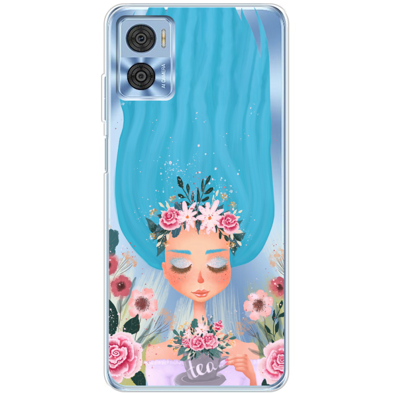 Прозрачный чехол BoxFace Motorola E22/E22i Blue Hair