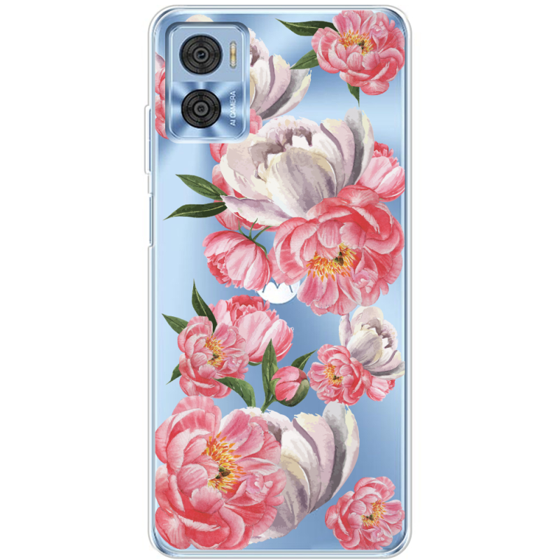 Прозрачный чехол BoxFace Motorola E22/E22i Peony Watercolor Style