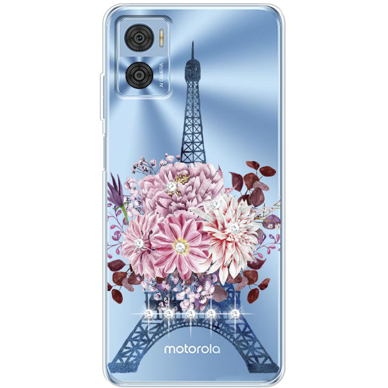 Чехол со стразами Motorola E22/E22i Eiffel Tower