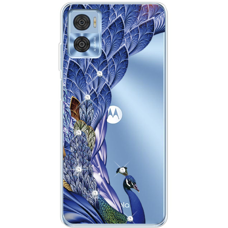 Чехол со стразами Motorola E22/E22i Peafowl