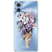 Чехол со стразами Motorola E22/E22i Ice Cream Flowers