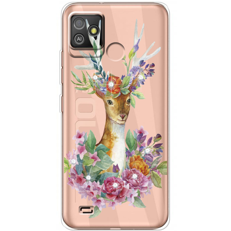 Чехол со стразами BoxFace Tecno POP 5 GO Deer with flowers