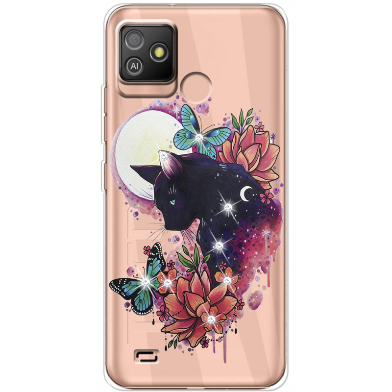 Чехол со стразами BoxFace Tecno POP 5 GO Cat in Flowers