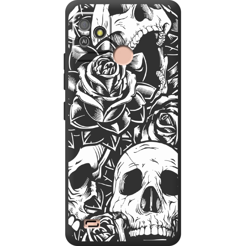 Черный чехол BoxFace Tecno POP 5 GO Skull and Roses