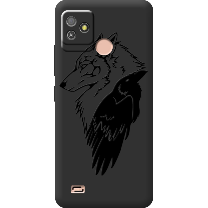 Черный чехол BoxFace Tecno POP 5 GO Wolf and Raven