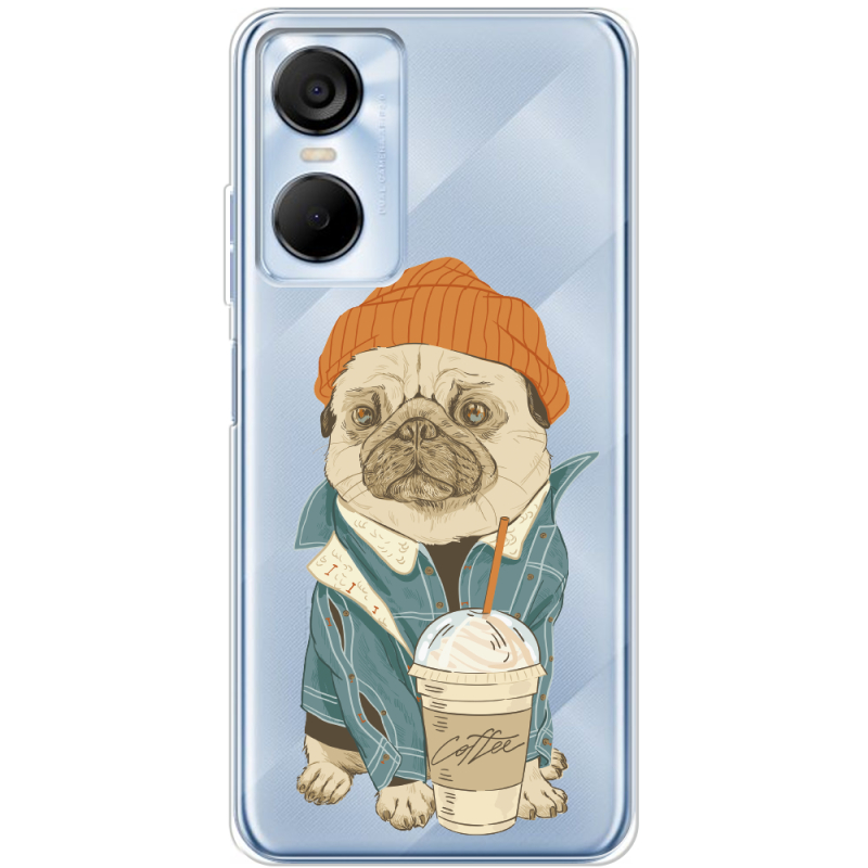 Прозрачный чехол BoxFace Tecno POP 6 Pro Dog Coffeeman