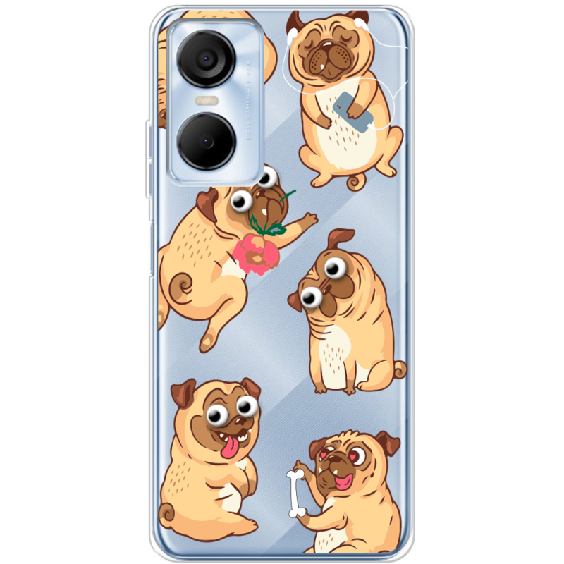 Прозрачный чехол BoxFace Tecno POP 6 Pro с 3D-глазками Pug