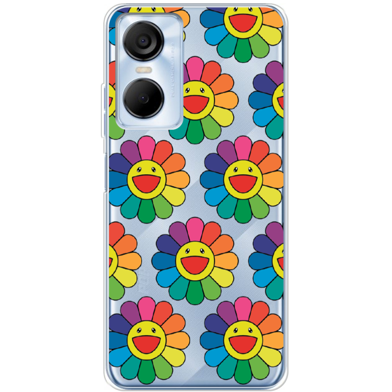 Прозрачный чехол BoxFace Tecno POP 6 Pro Hippie Flowers