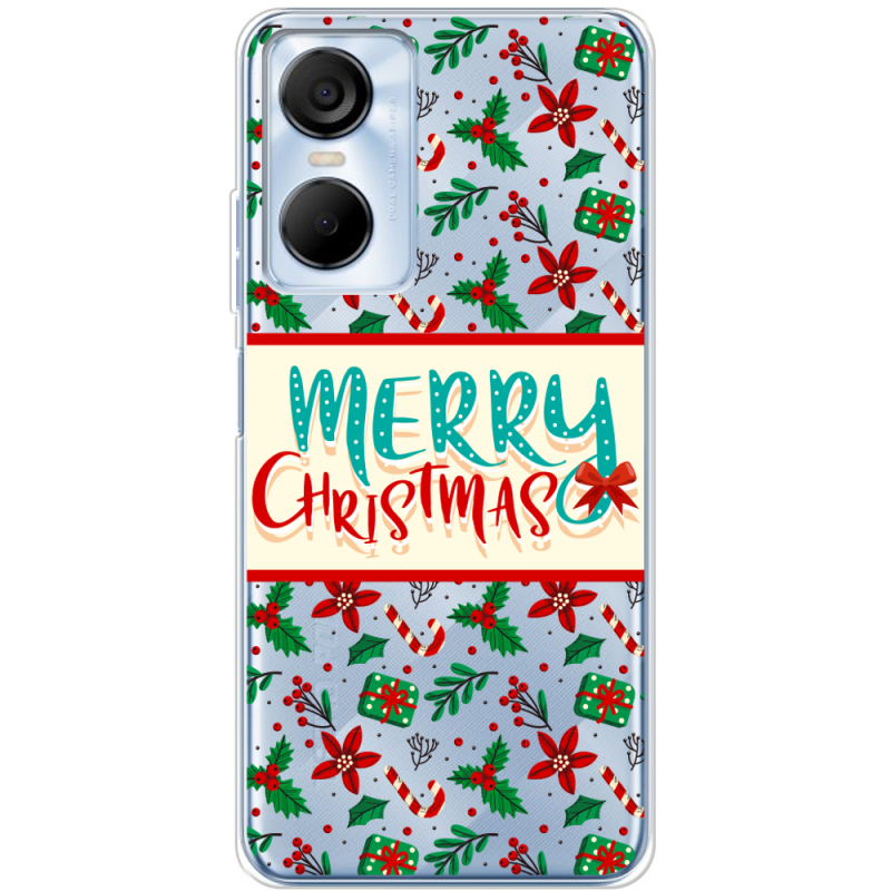 Прозрачный чехол BoxFace Tecno POP 6 Pro Vintage Christmas Pattern