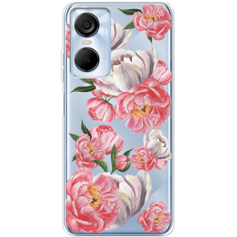 Прозрачный чехол BoxFace Tecno POP 6 Pro Peony Watercolor Style