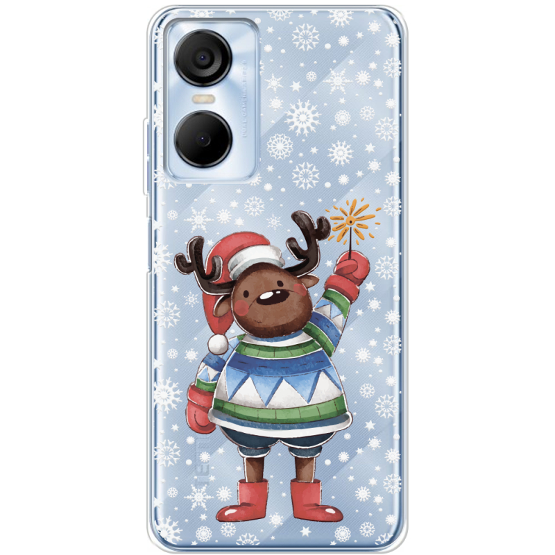 Прозрачный чехол BoxFace Tecno POP 6 Pro Christmas Deer with Snow