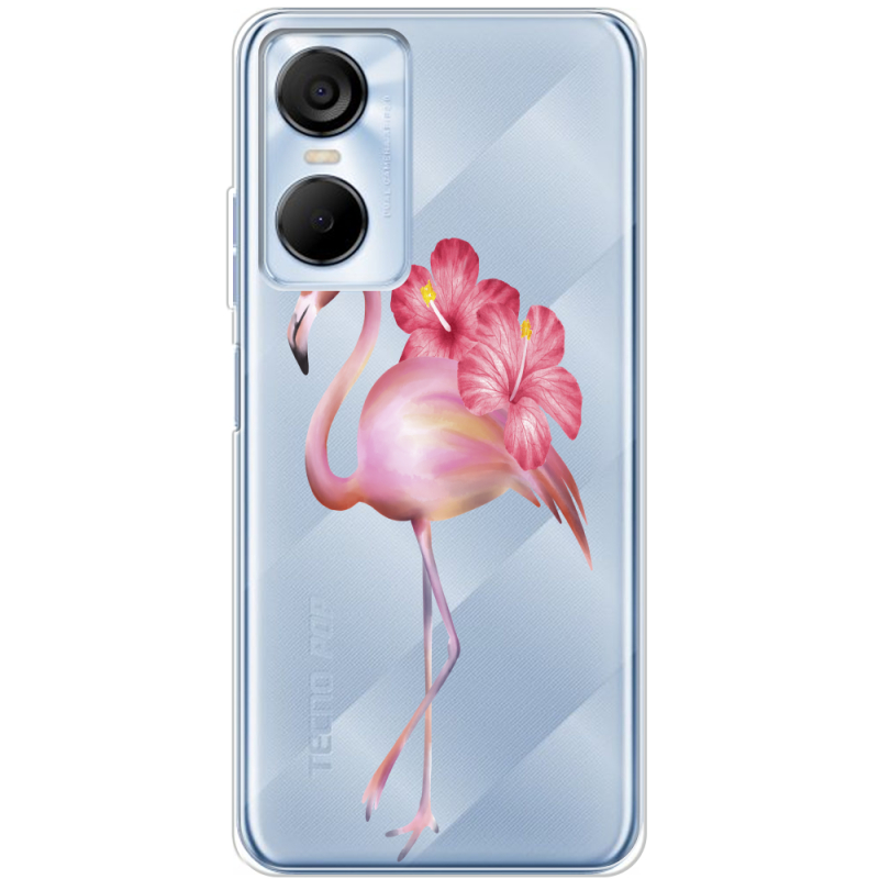 Прозрачный чехол BoxFace Tecno POP 6 Pro Floral Flamingo