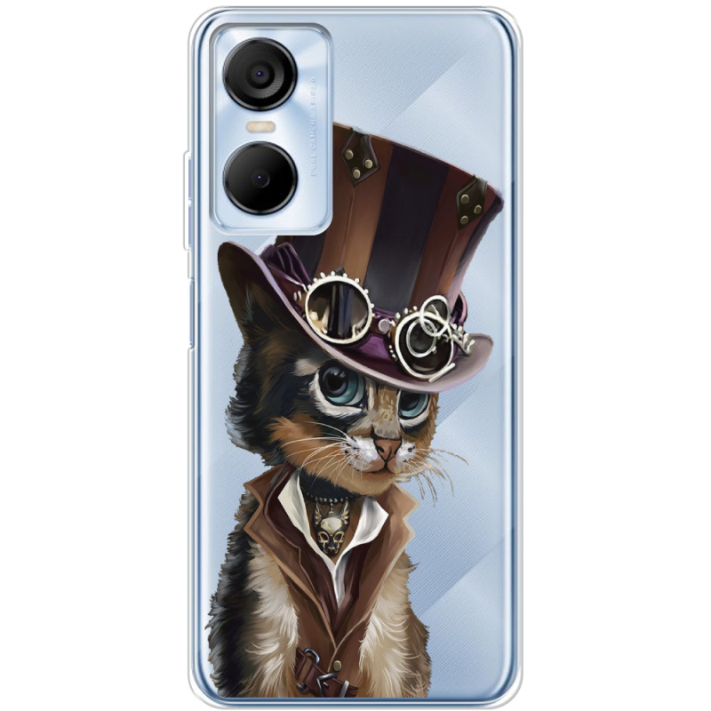 Прозрачный чехол BoxFace Tecno POP 6 Pro Steampunk Cat