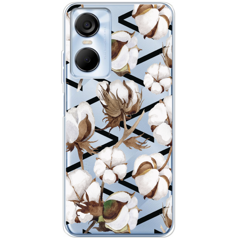 Прозрачный чехол BoxFace Tecno POP 6 Pro Cotton flowers