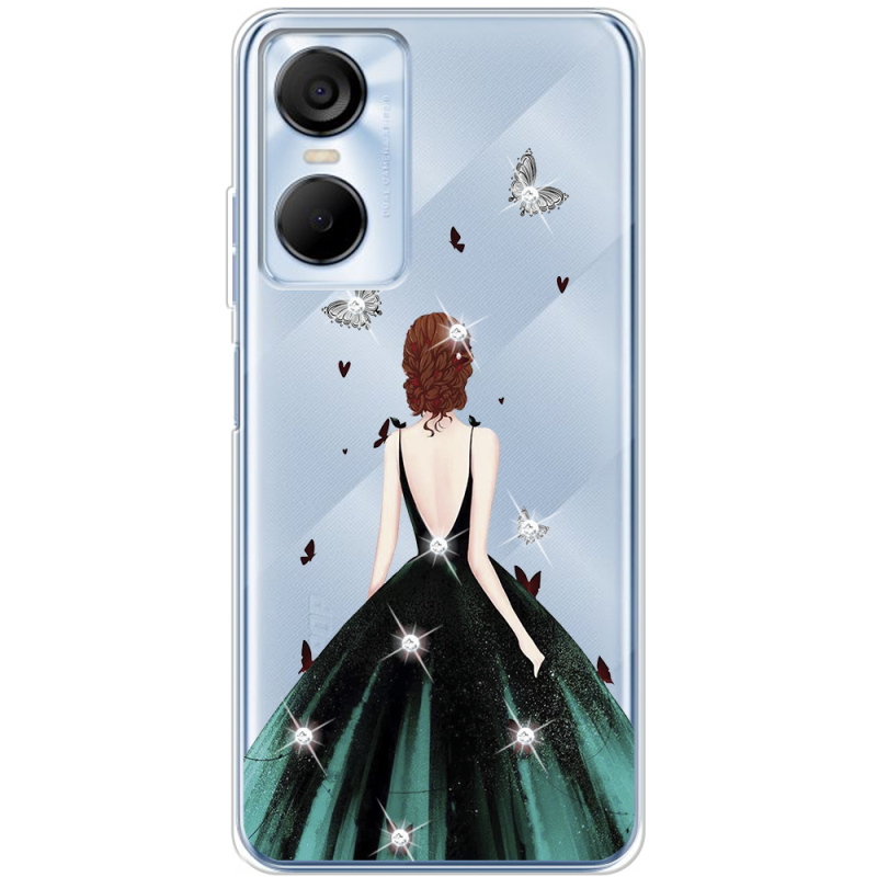 Чехол со стразами BoxFace Tecno POP 6 Pro Girl in the green dress