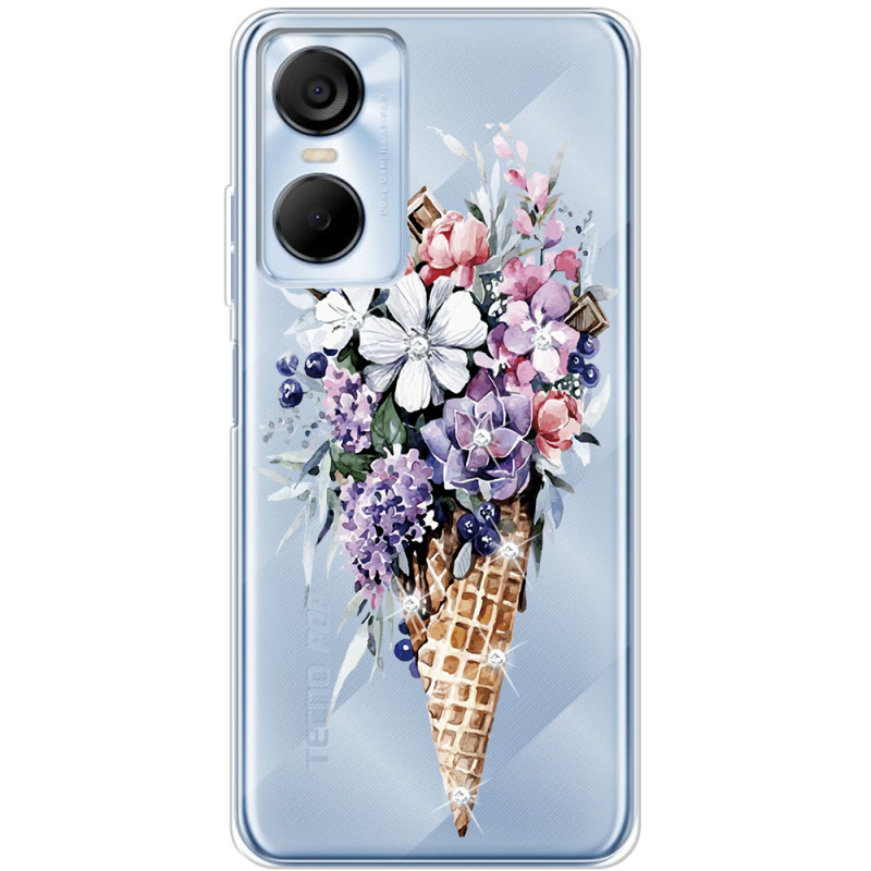 Чехол со стразами BoxFace Tecno POP 6 Pro Ice Cream Flowers
