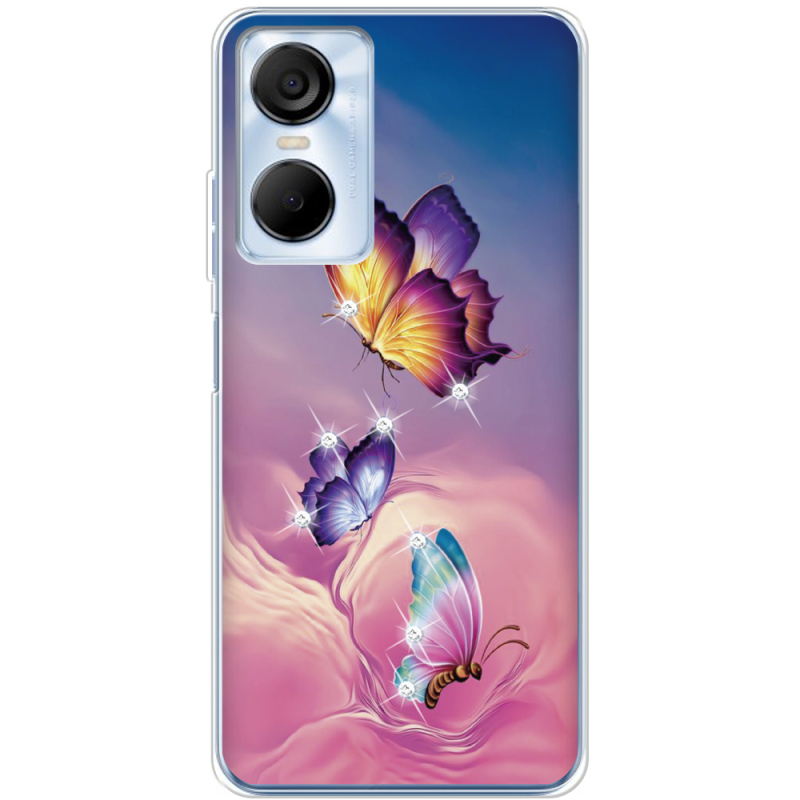 Чехол со стразами BoxFace Tecno POP 6 Pro Butterflies