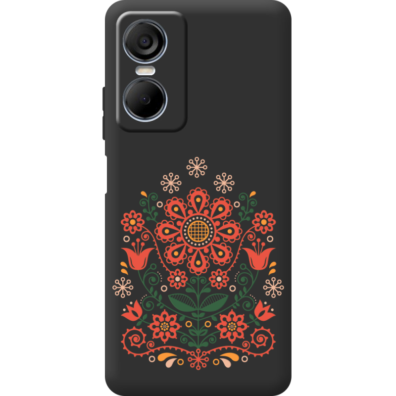 Черный чехол BoxFace Tecno POP 6 Pro Ukrainian Ornament