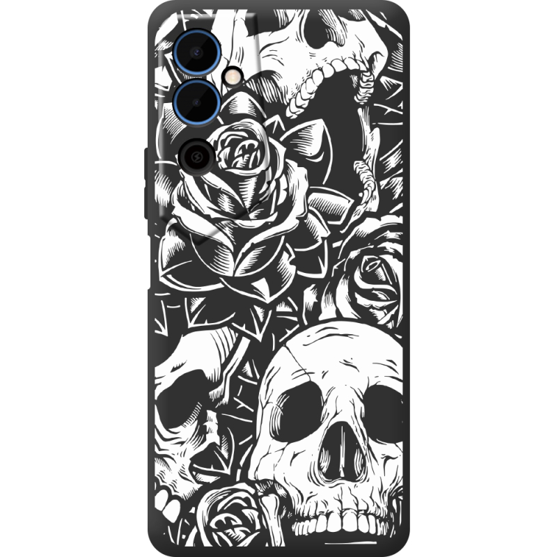 Черный чехол BoxFace Tecno POVA  Neo 2 Skull and Roses