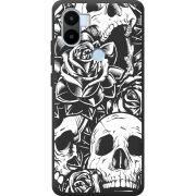 Черный чехол BoxFace Xiaomi Redmi A1 Plus Skull and Roses