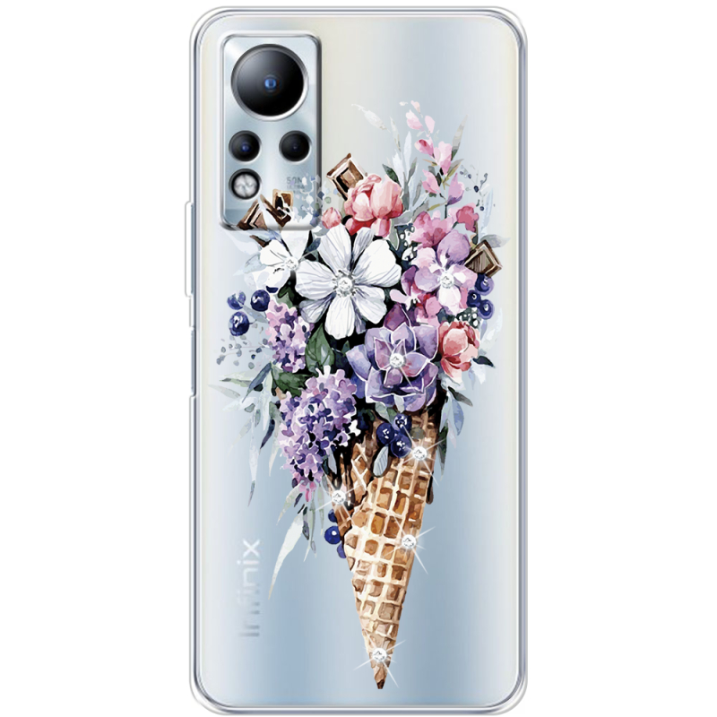 Чехол со стразами Infinix Note 12 Ice Cream Flowers