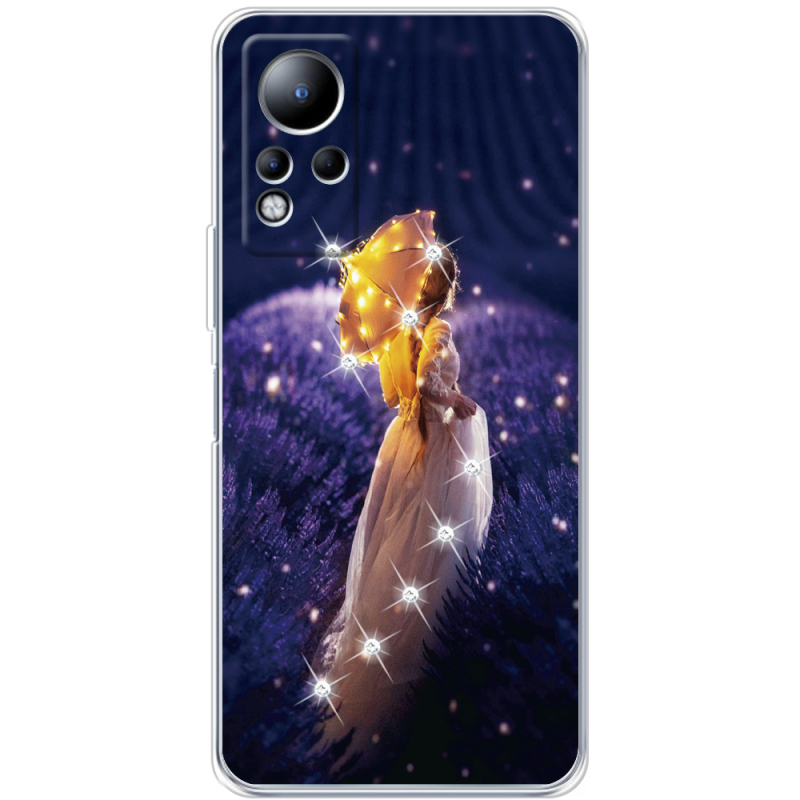 Чехол со стразами Infinix Note 12 Girl with Umbrella