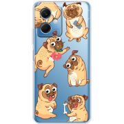 Прозрачный чехол BoxFace Xiaomi Redmi Note 12 (China) с 3D-глазками Pug