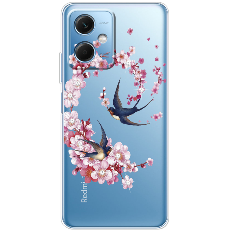 Чехол со стразами BoxFace Xiaomi Redmi Note 12 (China) Swallows and Bloom