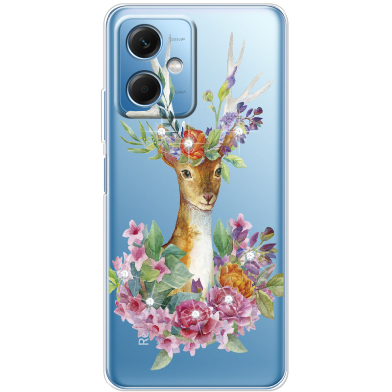 Чехол со стразами BoxFace Xiaomi Redmi Note 12 (China) Deer with flowers