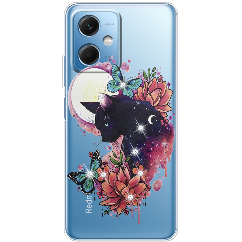 Чехол со стразами BoxFace Xiaomi Redmi Note 12 (China) Cat in Flowers