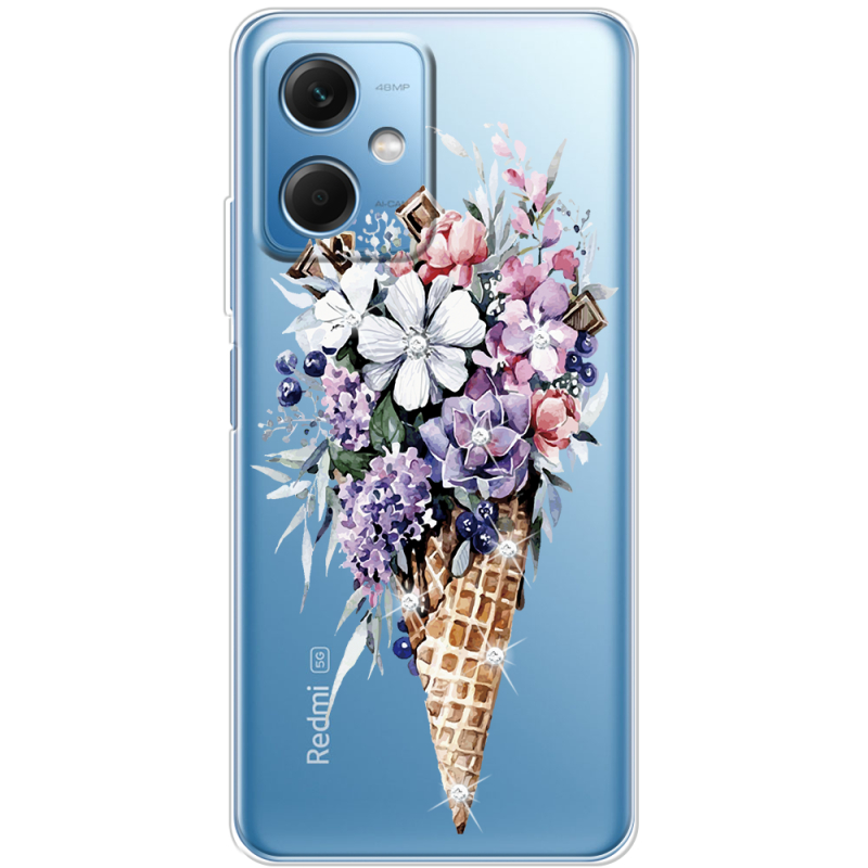 Чехол со стразами BoxFace Xiaomi Redmi Note 12 (China) Ice Cream Flowers