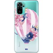 Чехол со стразами Xiaomi Poco M5s Pink Air Baloon