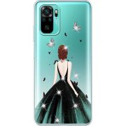 Чехол со стразами Xiaomi Poco M5s Girl in the green dress