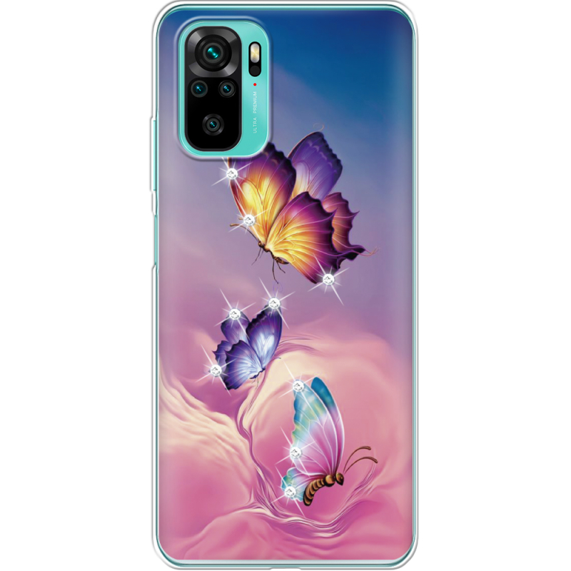 Чехол со стразами Xiaomi Poco M5s Butterflies