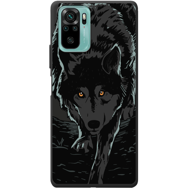 Черный чехол BoxFace Poco M5s Wolf