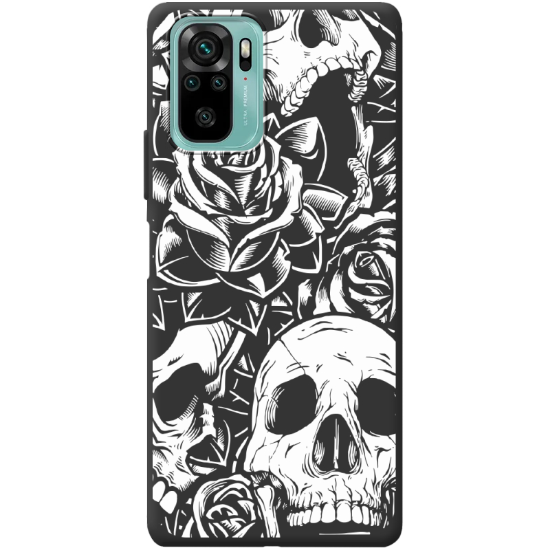 Черный чехол BoxFace Poco M5s Skull and Roses