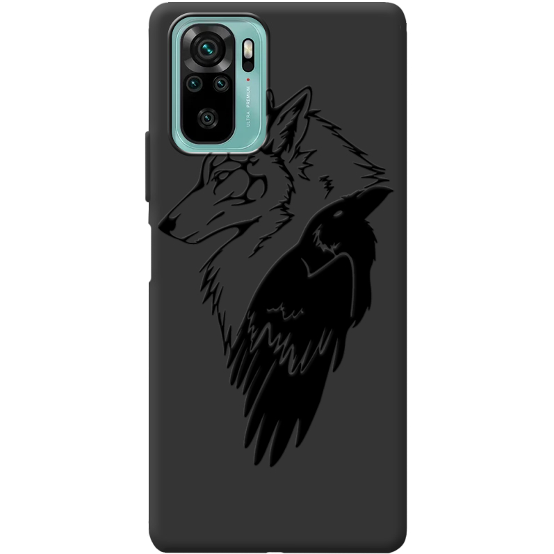 Черный чехол BoxFace Poco M5s Wolf and Raven