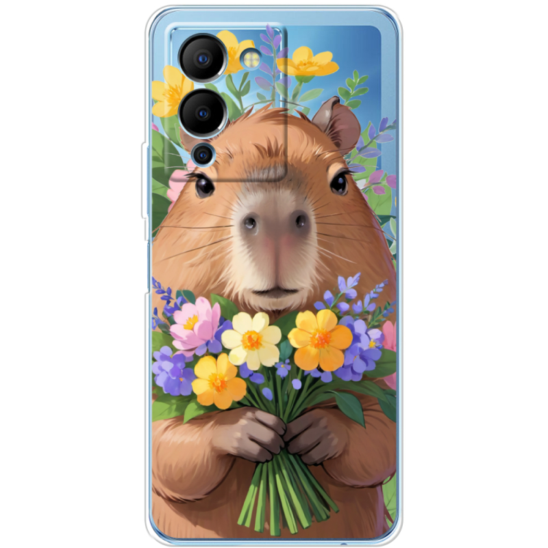 Прозрачный чехол BoxFace Infinix Note 12 (G96) Капибара з квітами