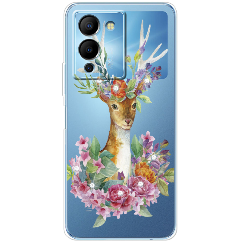 Чехол со стразами Infinix Note 12 (G96) Deer with flowers