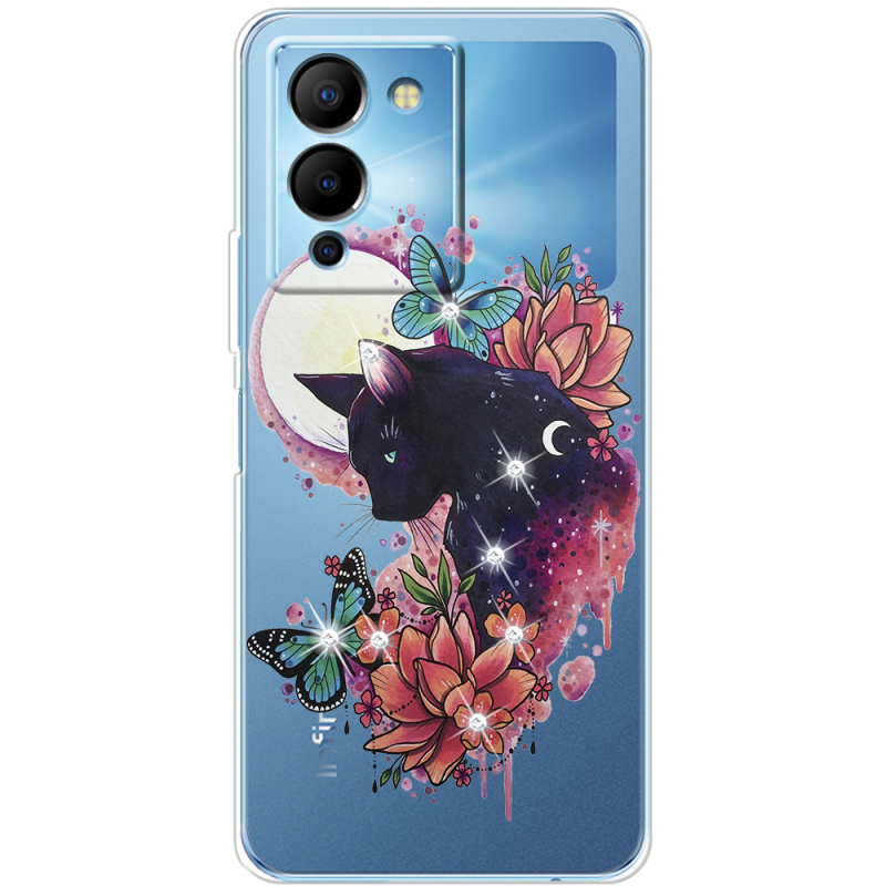 Чехол со стразами Infinix Note 12 (G96) Cat in Flowers